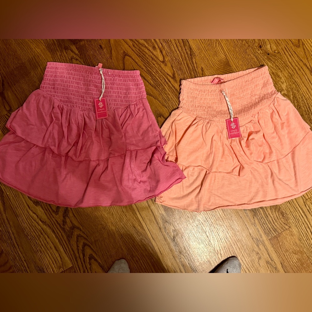 NWT Simply Southern Pink and Orange Mini Skirt Duo small